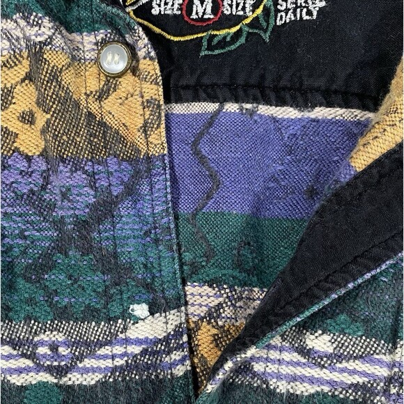 Vtg Lemon & Soda Boho Western Shacket Heavy Cotton Stripes Multicolor Textured M - Picture 4 of 12